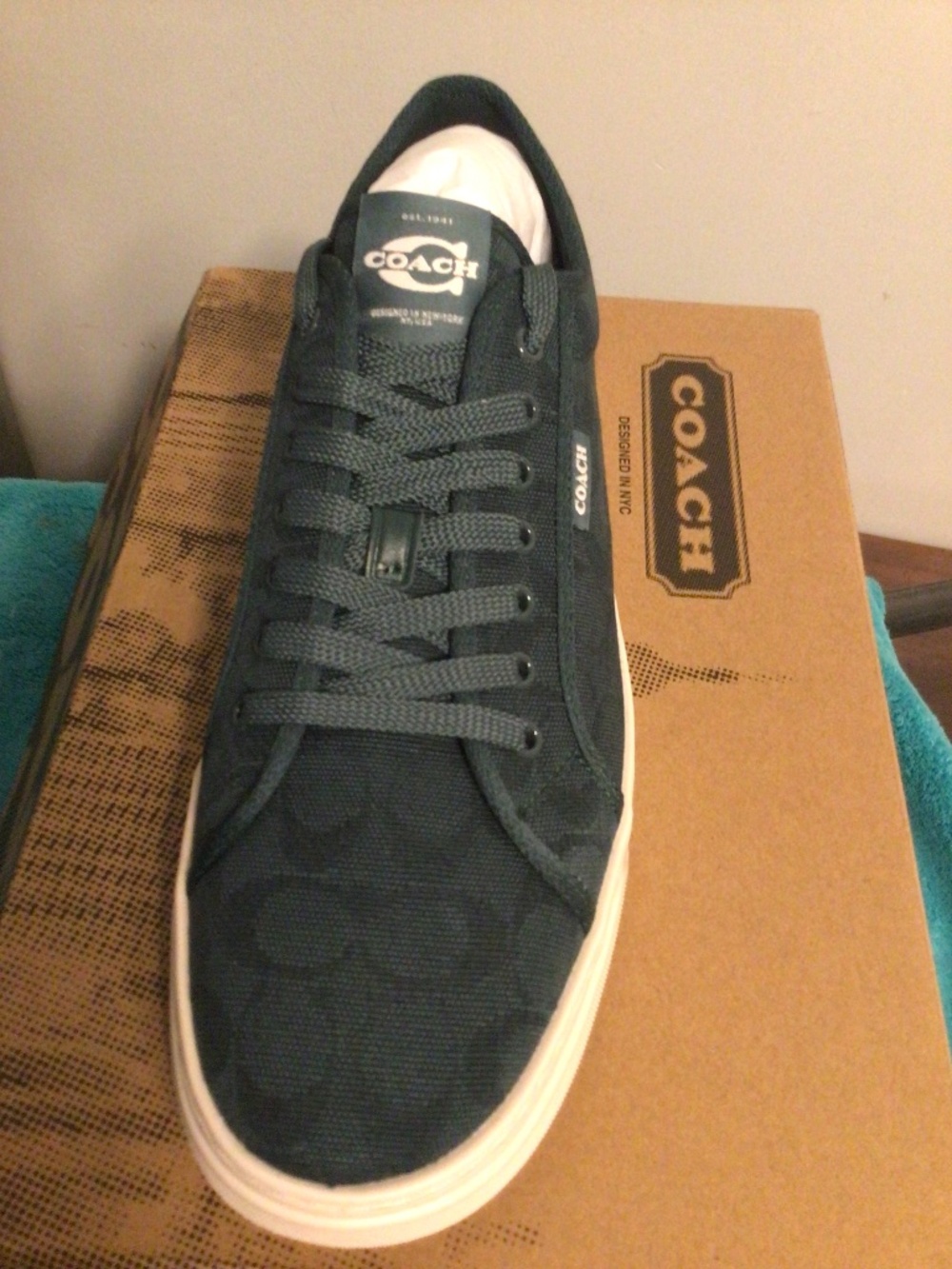 COACH Teal,canvas sneakers NIB SZ 11
